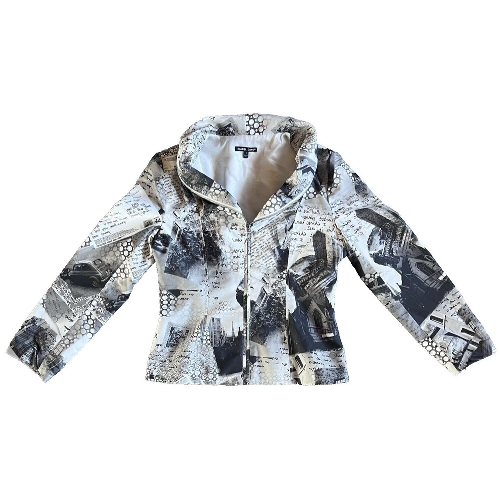 Samuel Dong Size Small Greetings From New York Zip Cowl Neck Zip Jacket